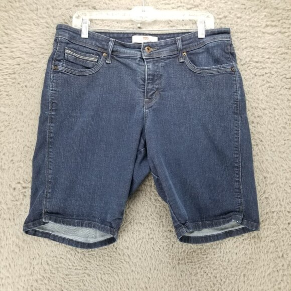 Levis Shorts Womens 16 Stretch Dark Wash Mid Rise Perfectly Shaping Denim Jean - Picture 2 of 13